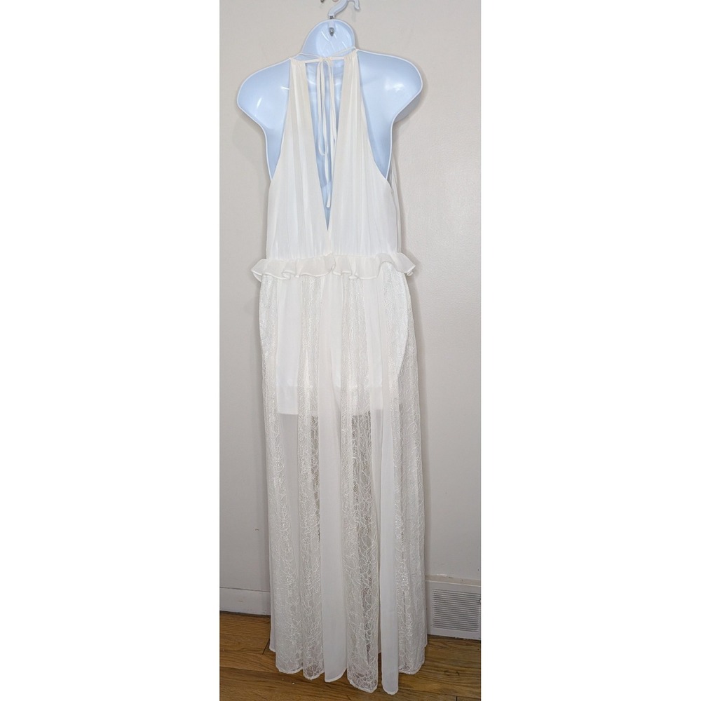 NWT Size M Express Lace Deep V Maxi Dress Romper Boho Euro Summer Beach Wedding - Picture 4 of 10